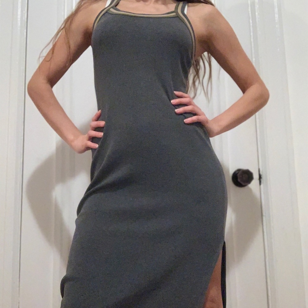 Long grey dress, casual wear, lounge dress, vintage...
